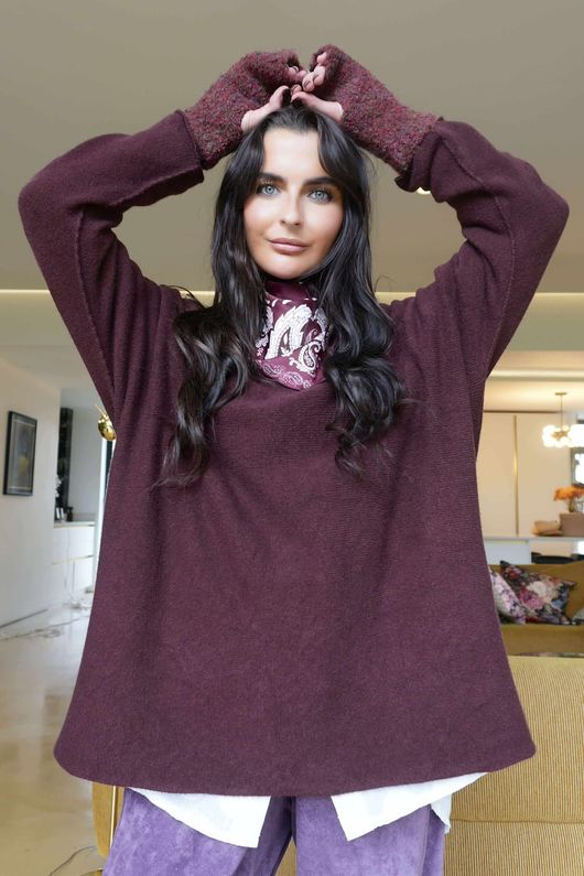 Conrad Oversized Boxy Knit Maroon /4=